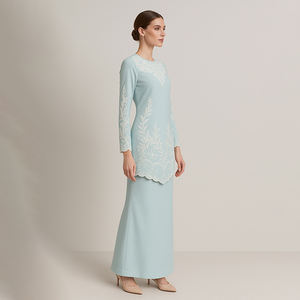 Abaya musulmane moderne en coton brodé à la main de style mariage modeste grande taille antistatique respirant léger - Product Image 3