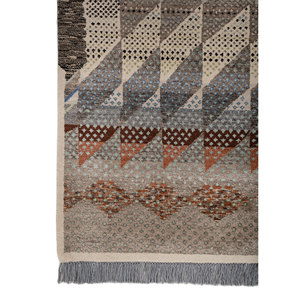 Alfombra Grande de Lana y Seda de Bambú Anudada a Mano, Diseño Geométrico Abstracto, para Hogar, Auto, Pasillo, Modelo Les-2908, Color Marfil - Product Image 4