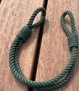Attache de rideau en corde de coton vert foncé, fait main, naturel, pour rideaux et draperies - Product Image 4