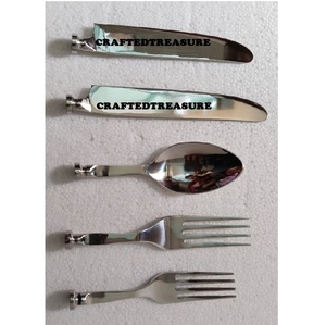 Restaurante de alta calidad, único, latón dorado y acero inoxidable, Metal, viaje, fiesta, boda, cubiertos, cuchara, tenedor, cuchillo, juego de cubiertos - Product Image 5