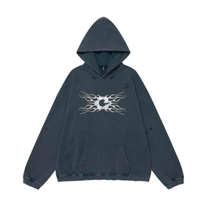 Vente en gros Pull-over à capuche 100% coton avec boutons et col personnalisés Sweatshirts d'hiver grande taille - Product Image 3