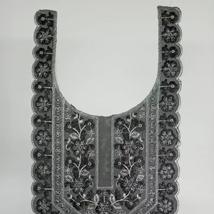 Patchs de cou en filet de dentelle gracieuse avec broderie de paillettes de fil de style cousu pour les robes de saris chemisier robes Kurti pour vêtements de fantaisie - Product Image 1