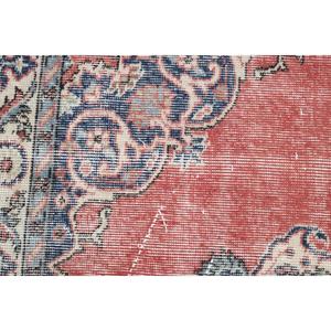 2.3x2.3 ft Turkish Rug, Vintage Round Rug, <b>Red</b> Blue Camouflage <b>Wool</b> Rug - Product Image 5
