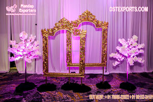 Cadres photo découpés au laser de créateur pour scène de mariage Incroyable panneau de fond en acier inoxydable Nouveau panneau indien Cadres de mariage Allemagne - Product Image 5