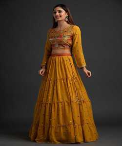 Trabajo de secuencia de bordado de Georgette de moda con trabajo de piedra pesada lehenga choli con ropa de boda dupatta para tienda boutique ApparelGarment - Product Image 6