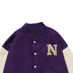 Chaqueta con letras de béisbol Vintage personalizada para hombre, estilo callejero de lana con cuello levantado, logotipo de cuero liso, bordado de chenilla - Product Image 6