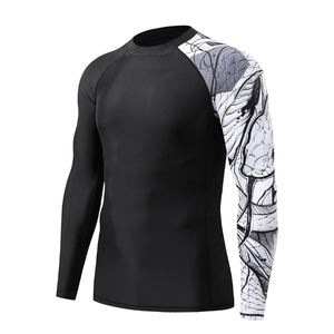 Rush Guard Jiu Jitsu MMA BJJ logotipo personalizado camisa de compresión al por mayor hecho Spandex hombres niños manga corta Rashguard - Product Image 1