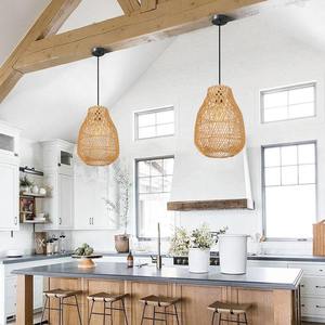 Suspension Luminaire Tissé Rotin Abat-Jour Moderne Roi Artisanat Côtier Suspendu Éclairage Ferme Lustre Île Salle À Manger - Product Image 4