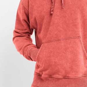 Sudadera con capucha de gran tamaño con hombros caídos Vintage de lana de algodón 100% personalizada diseño de lavado ácido bordado térmico de invierno de longitud larga - Product Image 4