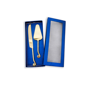 Servidor de pastel de acero de diseño único y placa de acrílico con asa para decoración de bodas con embalaje de caja negra - Product Image 3