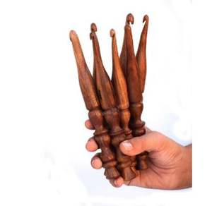 Ensemble de crochets en bois de Sesham Outil de tricot artisanal 7 tailles Confortable Robuste pour tricoter à la main Crochet Crochet - Product Image 4