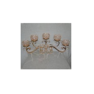 ลูกบอลคริสตัลสีทองทำด้วยมือ5แขนเชิงเทียนอลูมิเนียมหรูหราสไตล์ INS ของตกแต่งบ้านโลหะตกแต่งโต๊ะแบบหรูหราสำหรับเทศกาลอีสเตอร์ - Product Image 1