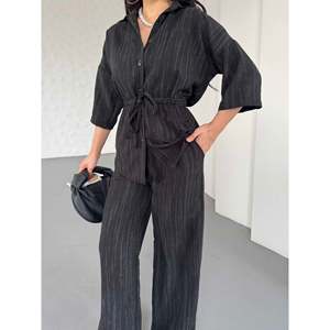 Shirt and <b>Trousers</b> Set - Black - Product Image 3