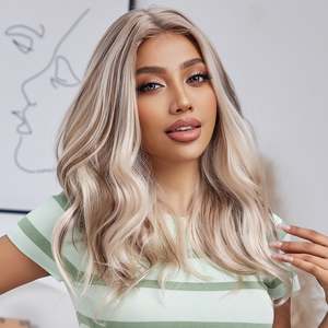 DWY 16 Inch Light White Mixed <b>Brown</b> Short Curly <b>Wig</b> with Transparent Lace Front for Women Model DWY-BL11026-1 - Product Image 5