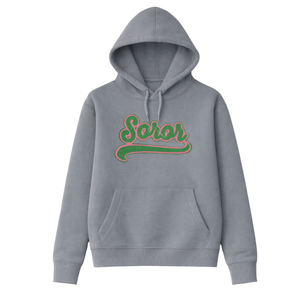 Sudadera con Capucha Gris Acero 08 Soror, Sudadera con Capucha Informal y Elegante para Mujeres de Hermandad Universitaria, Rosa y Verde - Product Image 3