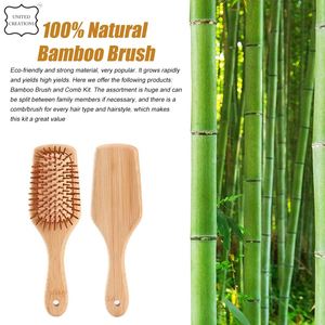 Wholesale Eco-friendly Custom Logo Bamboo Hair Brush <b>Comb</b> Paddle Scalp Dryer With Box Nature <b>Wood</b> Hair Care Tool - Product Image 4