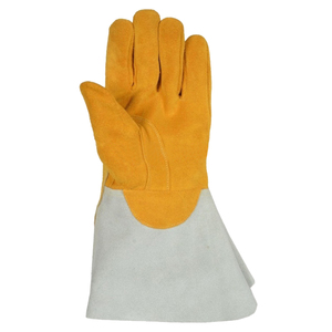 Meilleurs gants de soudage en cuir fendu de vachette 100% personnalisés Double paume vente anti-coupure robuste pour les gants en cuir pour hommes en vente - Product Image 3