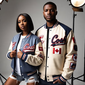 Chaqueta universitaria de invierno de estilo callejero con parches totalmente bordados personalizados para hombres/mujeres - Product Image 2