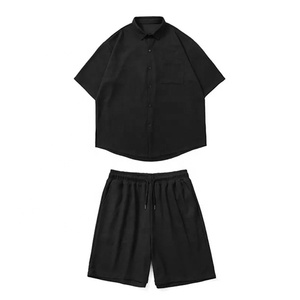 Conjunto de camiseta y pantalones cortos para hombre, conjunto de verano de manga corta, estilo Waffle, a la moda, 2022 - Product Image 4
