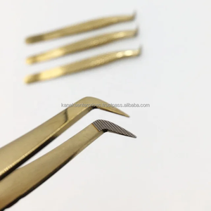 Meilleures pinces à cils professionnelles en or pour volume, poignée diamant, acier inoxydable, pointes lisses, anti-magnétiques, anti-statiques, toutes - Product Image 6