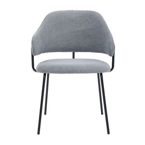 <span class=keywords><strong>Chaise</strong></span> de salle à manger nordique rembourrée en tissu avec dossier en forme de baril, accoudoirs et pieds en métal pour la maison, la cuisine et le salon - Product Image 4