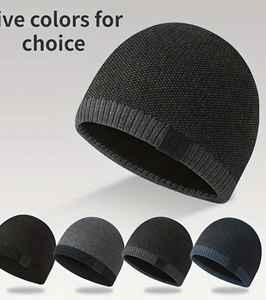 Gorro de lana de moda para Otoño e Invierno para hombre, gorro de punto cálido con bordado 3D de rayas coloridas a la moda para exteriores, transpirable - Product Image 1