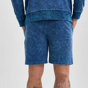 Short de lavage à l'acide respirant de couleur unie pour les derniers shorts de ceinture à cordon de serrage lourds pour les hommes - Product Image 2