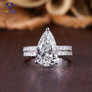 Anillo de oro blanco con diamantes de corte redondo y pera TDW 3.808 de Lab-Stone / Shine con un color de diamantes/EF-VS - Product Image 1