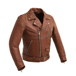 Precio al por mayor de calidad superior de los hombres de moto de cuero chaqueta de moda servicio personalizado OEM disponible chaqueta de cuero de moda para los hombres - Product Image 1
