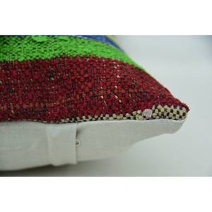 Multicolor Vintage Pattern Kantha Patchwork Wool <b>Pillow</b> 12x24 Inch Woven Decorative Cushion - Product Image 4