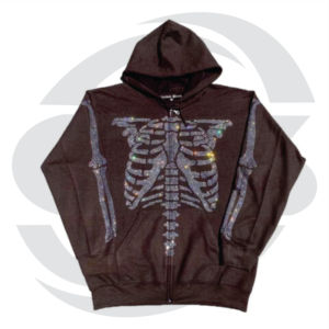 Streetwear à capuche en strass avec logo personnalisé Baggy unisexe éponge française d'hiver pour hommes usine 100% coton délavé à l'acide OEM ODM unisexe - Product Image 6