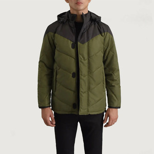 Veste matelassée à col montant pour homme, personnalisée en gros, imperméable, rembourrée, pour l'automne, avec logo personnalisé sur le devant, veste matelassée pour l'extérieur - Product Image 1