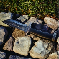 Handgeschmiedetes Damaszener Stahl Bowie-Messer mit Gerader Klinge und Clip-Point, Micarta-Griff für Outdoor, Camping und Jagd
