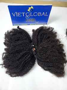 Couleur noire Afro crépus bouclés Clip In/Double trame Extensions de cheveux vrais cheveux humains cheveux vietnamiens bruts - Product Image 4