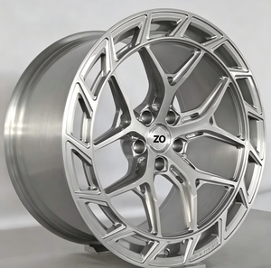 Jantes en alliage forgées monobloc 5 branches, finition argent brossé brut, 18-24 pouces, 5x112/5x114.3/5x120, pour BMW, Benz, Audi - Product Image 1