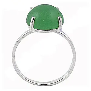Anillo de Plata 925 con Gema de Jade, Engaste de Puntas, Clásico, Unisex, para Uso Diario, de la India (Rajasthan), Ideal para Regalo - Product Image 1