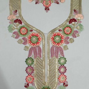 Cuello bordado de red radiante con trabajo de lentejuelas brillantes para ropa de boda blusa escote Sari vestido de moda étnica - Product Image 1