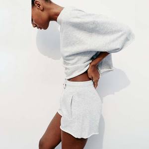 Vêtements pour femmes Ensembles pour femmes Tenues d'été 2 pièces Ensemble short Haut à manches courtes Short taille haute Ensembles pour femmes 100% coton - Product Image 6