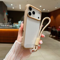 16promax Simple Cristal Anti-Chute Acrylique Téléphone étui pour iphone 17 Suspendu Corde Sangle Deux-en-Un PC + TPU Couverture