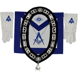 NEW Masonic Past Master Regalia Set <b>Apron</b> Silver Jewel Collar Chain Bundle - Product Image 6
