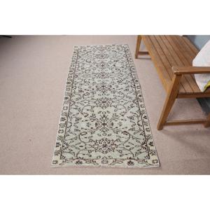 Tapis turc vintage, tapis de 2,7 x 6,3 pieds, tapis floral gris brun - Product Image 3