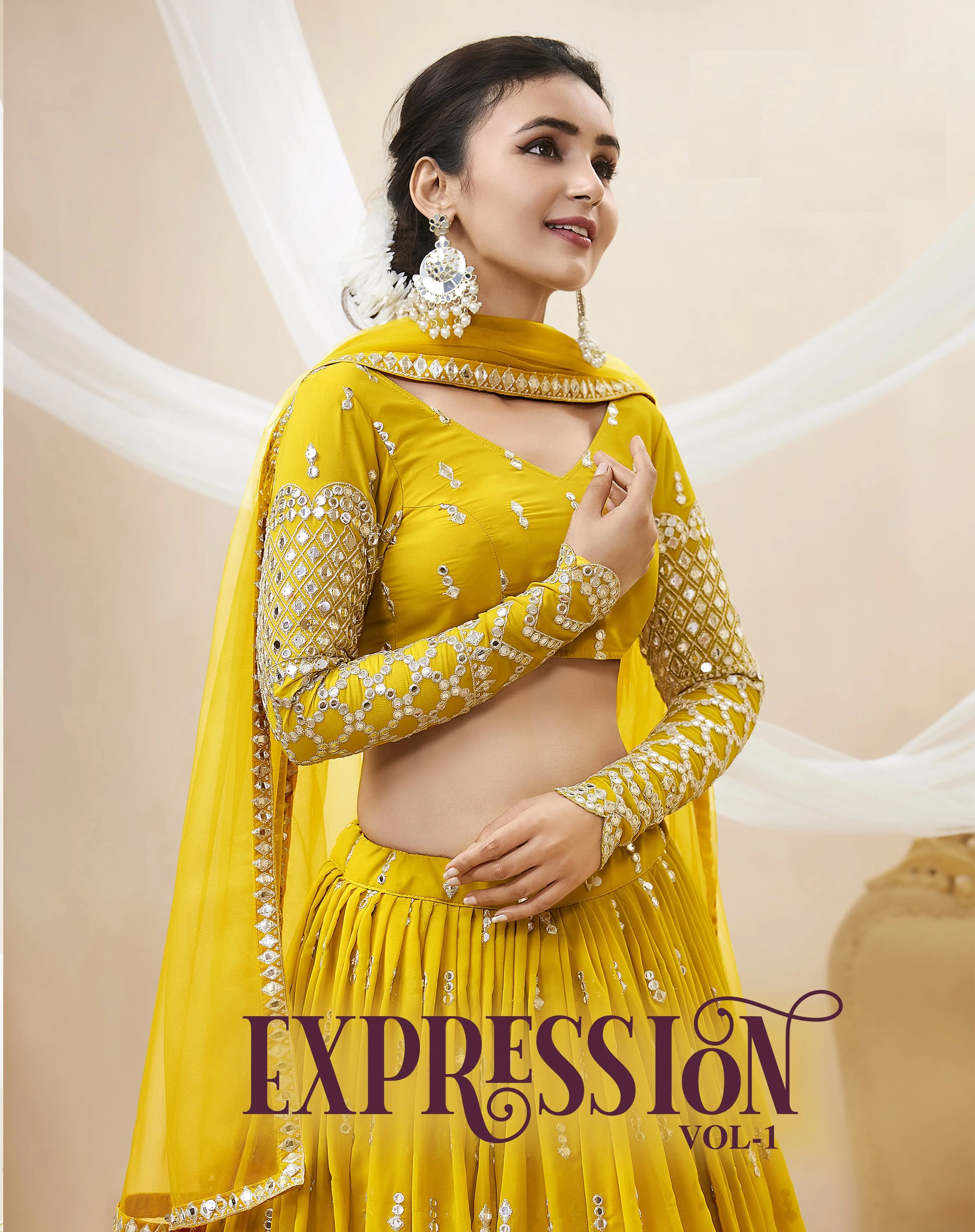 Belle tenue de fête Georgette Lehenga Choli paillettes Zari broderie travail par exportation indienne