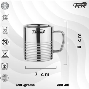 แก้วมักสแตนเลสผนังสองชั้นเป็นมิตรกับสิ่งแวดล้อม200มล. แก้วเกรดพรีเมี่ยม304ทันสมัยทนทานต่อการใช้งานสำหรับชา/กาแฟ - Product Image 3