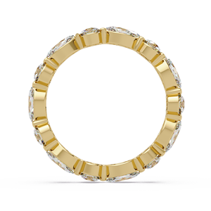 Classic 14K Pure <b>Gold</b> Marquise Round Eternity Alternating Lab Grown Diamond Bezel <b>Set</b> Stackable Wedding Band <b>Rings</b> for Bridal - Product Image 4