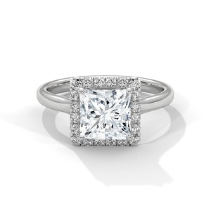2.0ct Princess Cut CZ Halo <b>Solitaire</b> <b>Ring</b> 925 Sterling <b>Silver</b> Engagement Band - Product Image 1