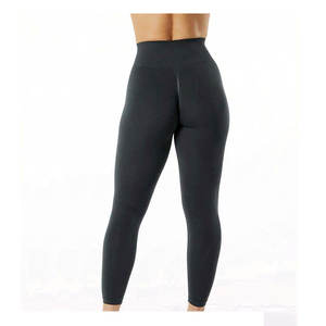 Leggings de yoga pour femmes OEM, taille mi-haute, sans couture, antibactériens, respirants, en polyester/coton, avec taille élastique - Product Image 5