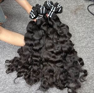 Paquetes de cabello de templo indio virgen Cabello humano crudo del sur de la India Trama de máquina Extensiones de doble dibujado al por mayor - Product Image 6