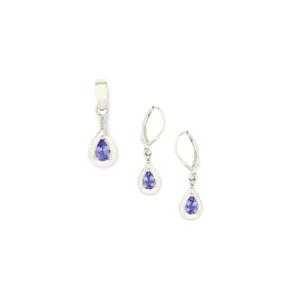 Ensemble de boucles d'oreilles élégantes en cristal d'iolite et topaze blanche - Product Image 1