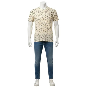 Camiseta de Hombre con Cuello Redondo y Estampado Antiarrugas, Mezcla de Algodón Suave, Transpirable, Duradera, Informal, para Uso Diario, Cómoda, Talla Grande - Product Image 1