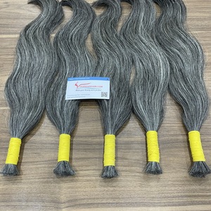 ผมมนุษย์100% แบบตรงสีเทาธรรมชาติสำหรับการต่อผมแบบธุรกิจ - Product Image 1